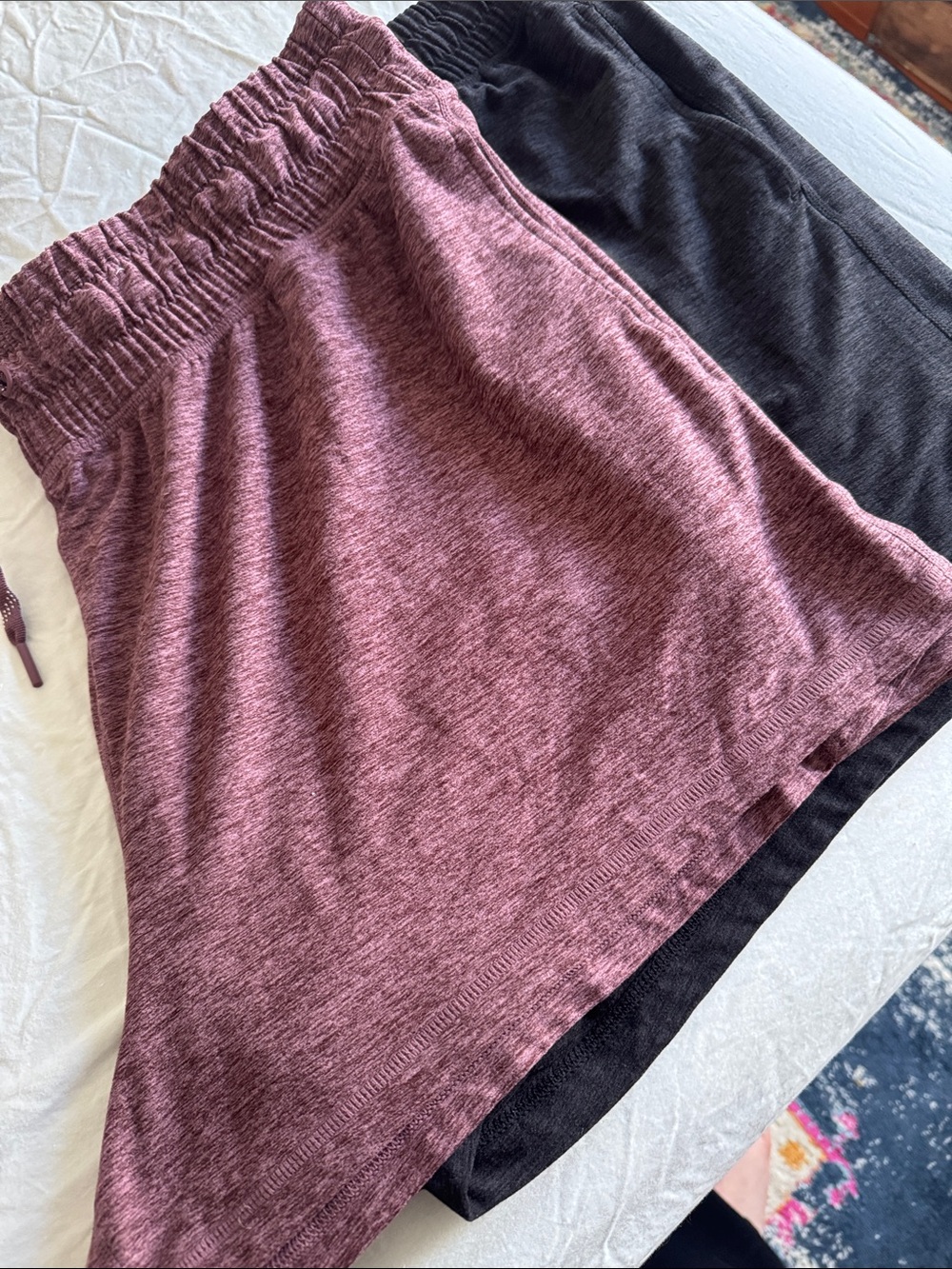 Women's Athletic Shorts - Maroon Heather and black Heather